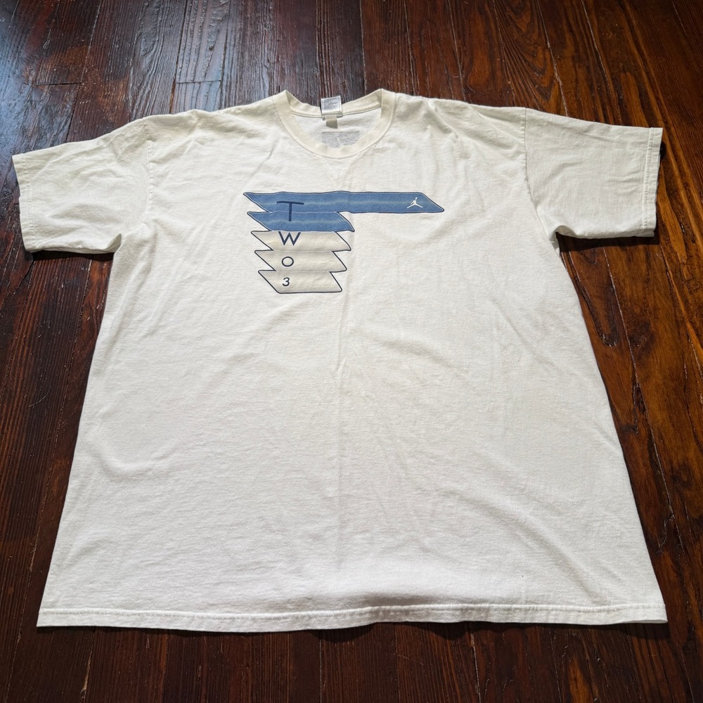 Vintage Nike Air Jordan‎ Shirt Mens 2XL White Two3 Graphic Jumpman 90s Y2K